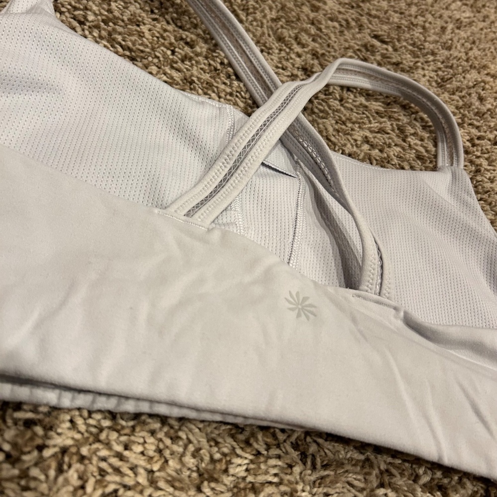 Athleta Light Gray Strappy Sports Bra Size XL - Picture 3 of 6